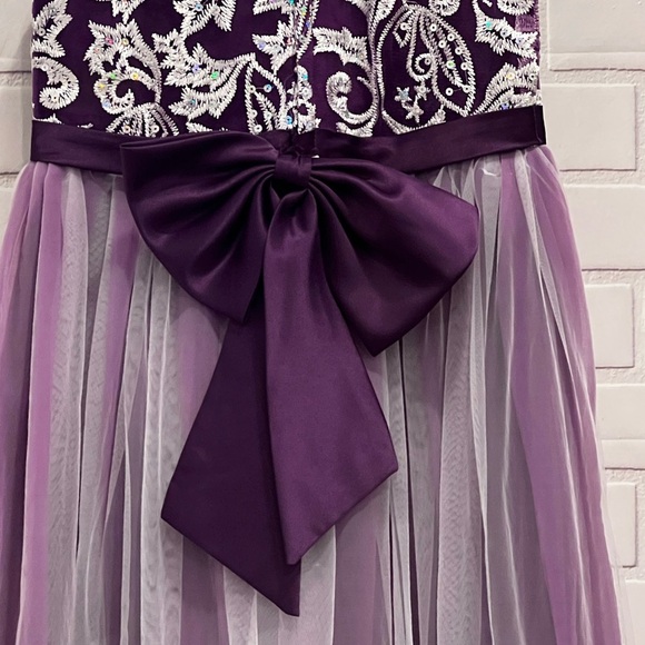 Flower Girl Lace Dress for Kids Wedding Bridesmaid/purple size 7/8 - Picture 2 of 12